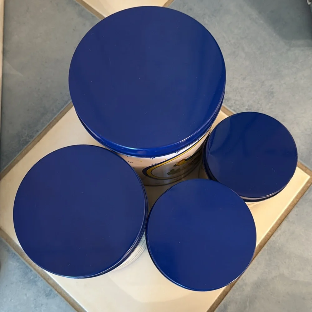 Vintage Rosenthal Netter Blue & Yellow Bird 4 Pc. Tin Canister Set